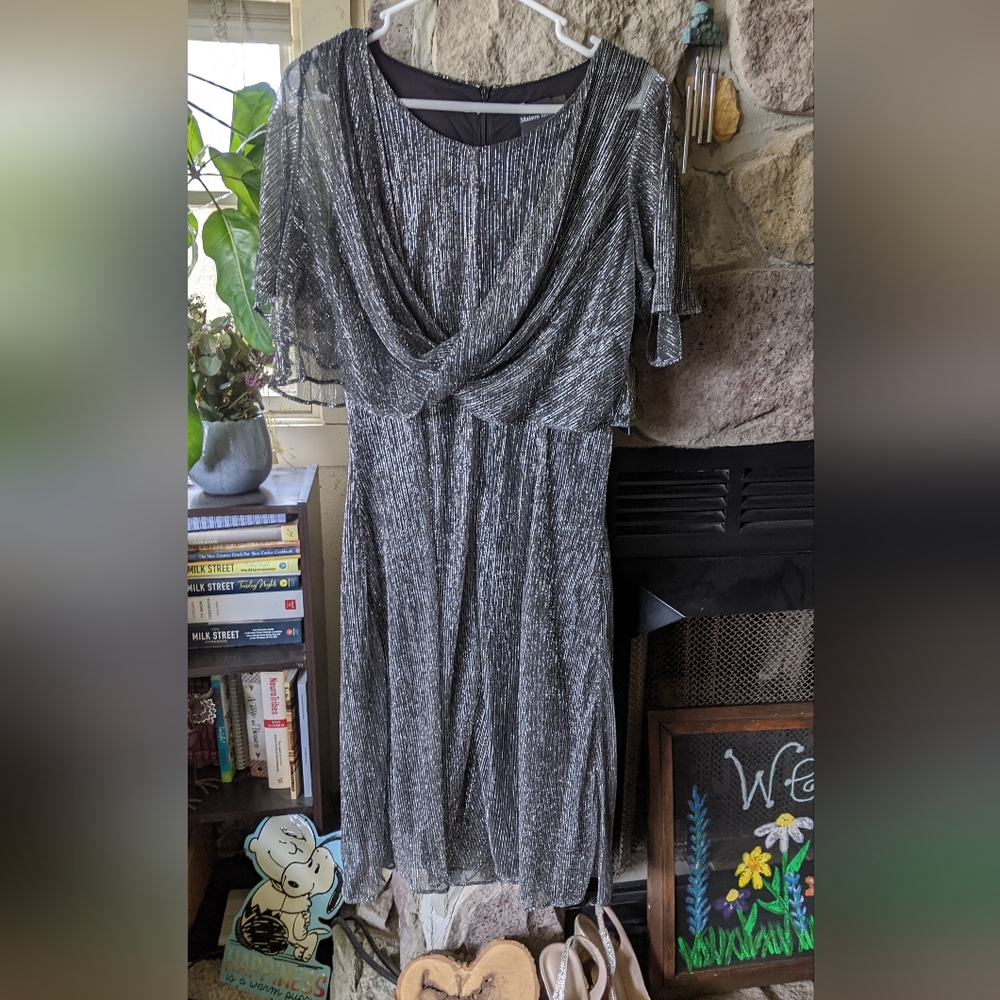 Maison Tara silver and black sparkle dress size 10